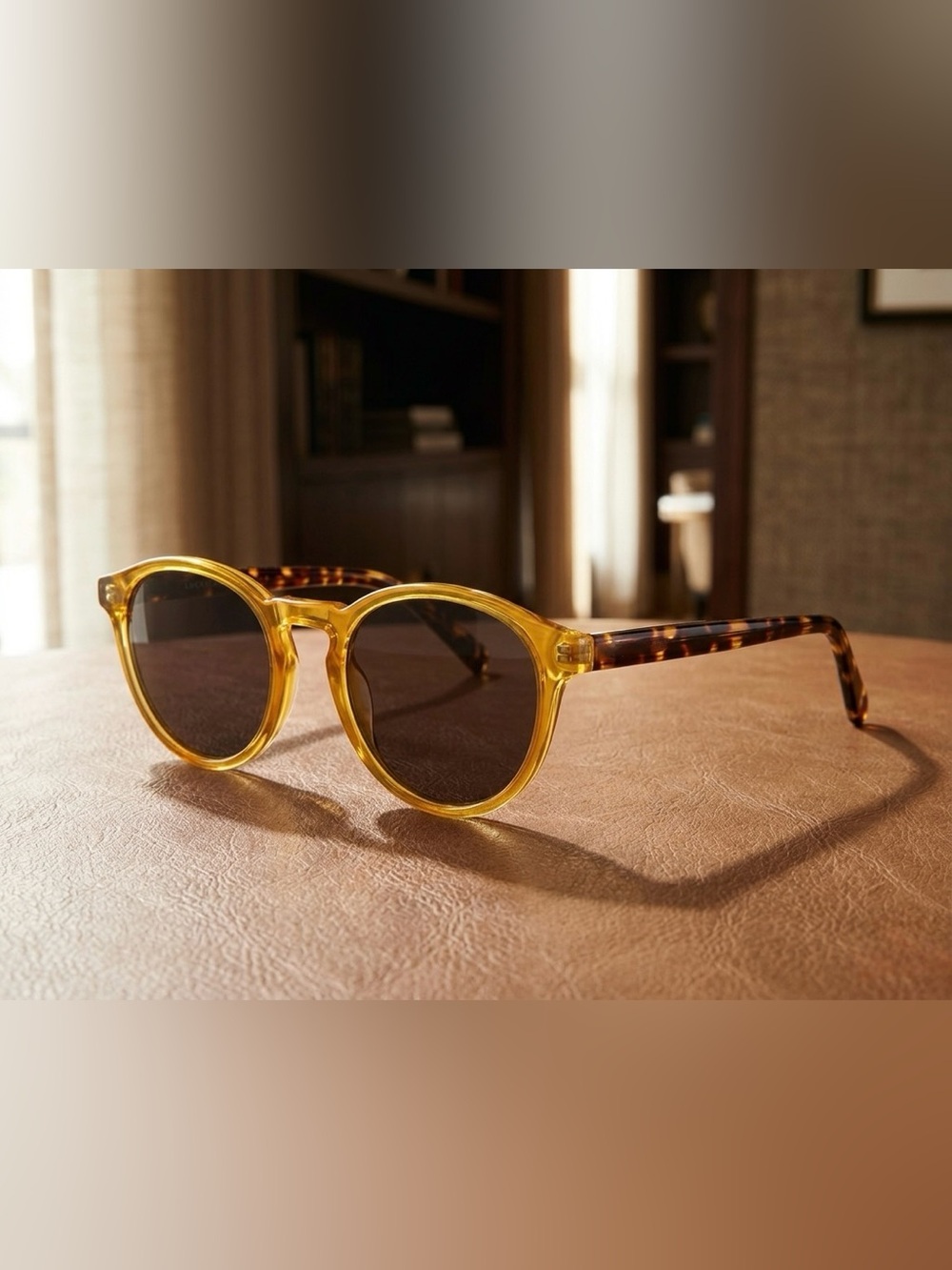 New Lucky Brand Sunglasses Round Yellow Amber Frame Tortoise Shell Arms Designer